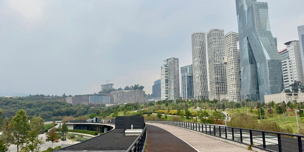 a view of a city from a bridge