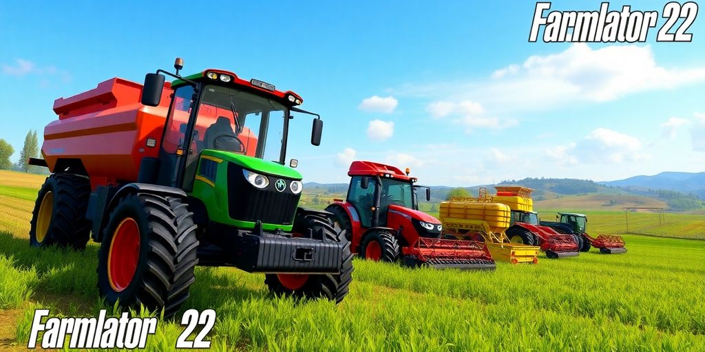 Différents véhicules agricoles sur une ferme.