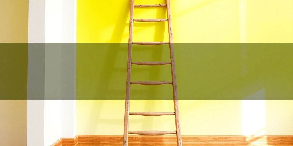 Wooden Swedish ladder in a bright indoor setting.