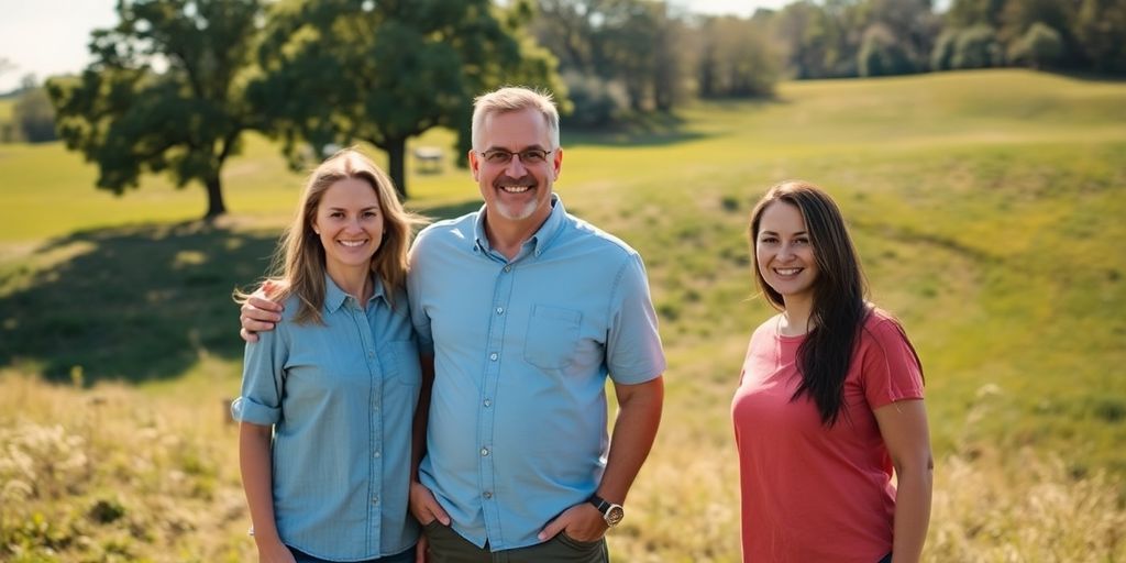 Family shaking hands with a seller in Arkansas.