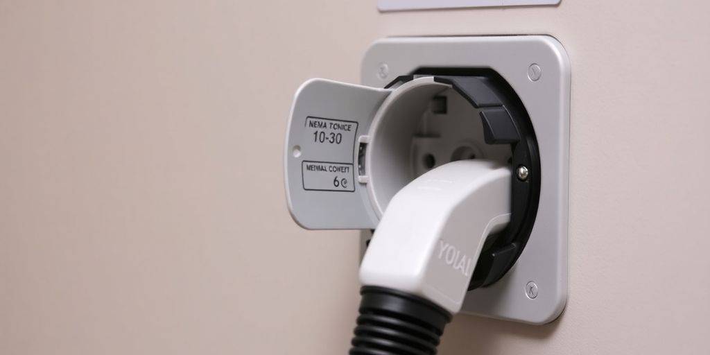 NEMA 10-30 outlet for electric vehicle charging installation.
