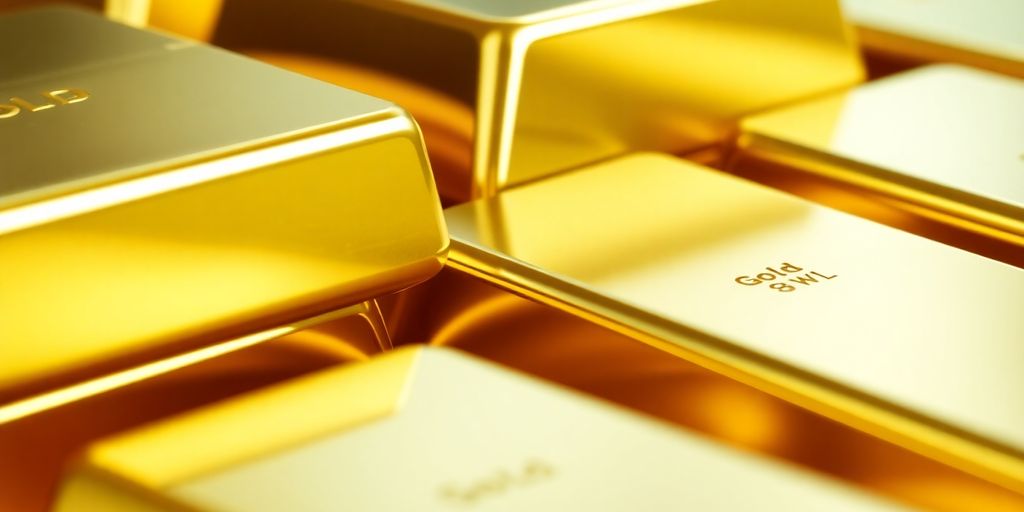 Lingots d'or empilés.