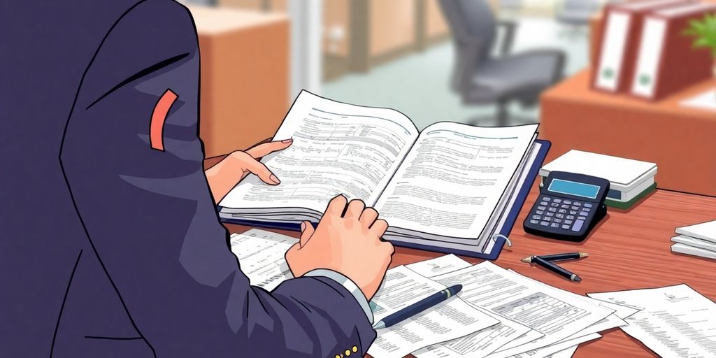 Person reviewing accounts receivable documents
