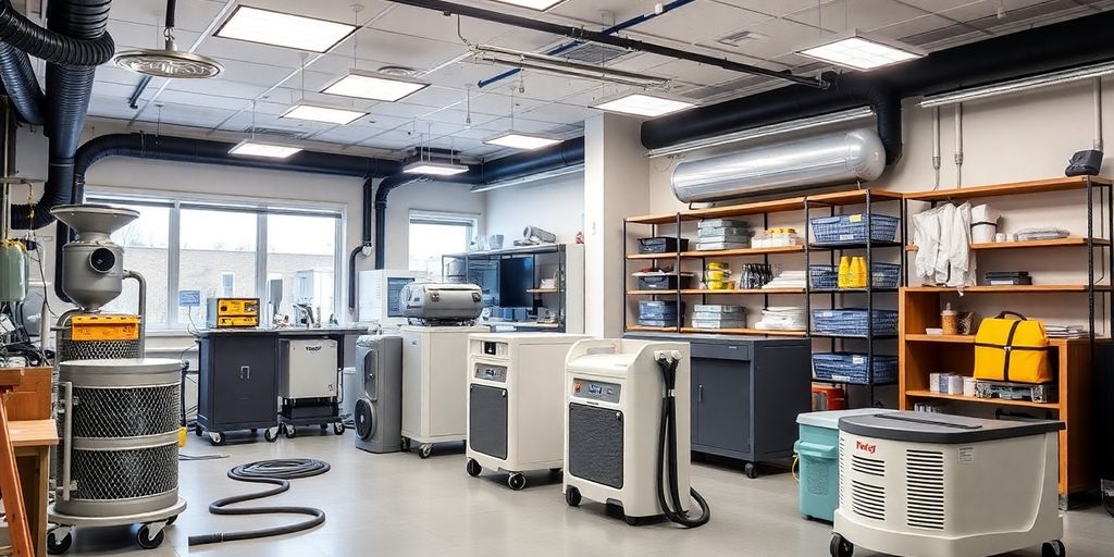 Modern restoration workspace with advanced tools and equipment.