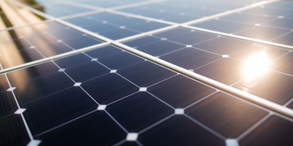 Close-up of N-Type solar panels under sunlight.