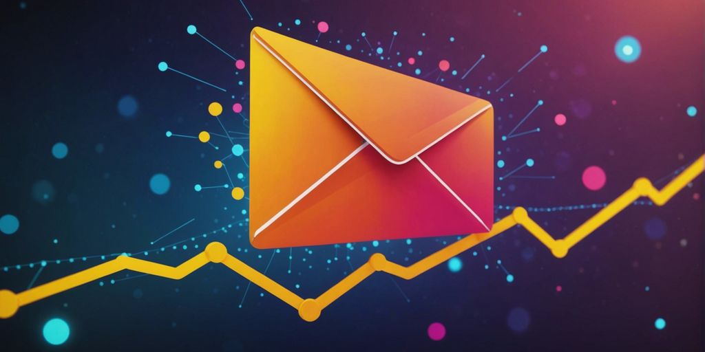 Email icon with a rising graph, representing effective email marketing strategies and best practices for successful campaigns.
