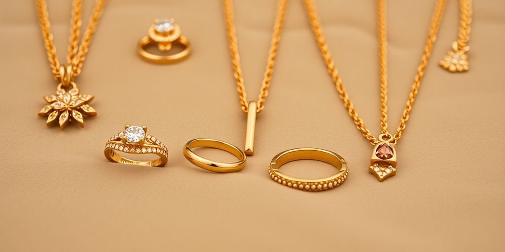 Bijoux en or sur un fond en velours.