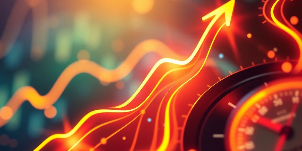 ROI calculator data visualized as abstract financial streams.