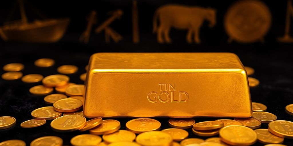Une barre d’or sur un fond sombre et velouté.