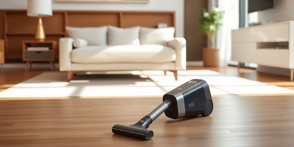 Kompakter Xiaomi Mi Vacuum Cleaner Mini in modernem Raum.
