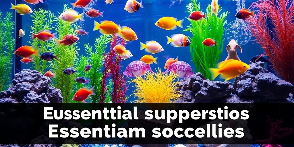 色彩斑斓的鱼与水族箱配件在生动的场景中。
