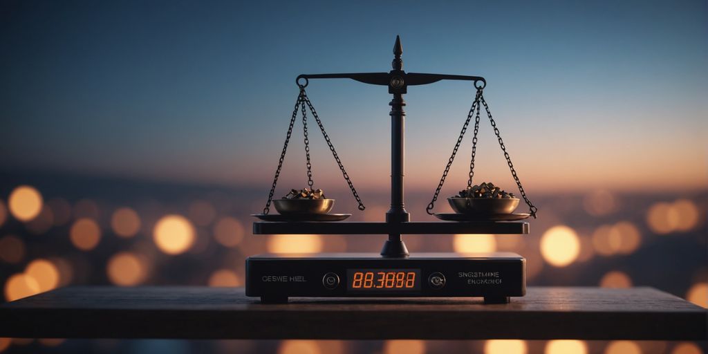 Scales balancing high-resolution image and storage space icons.