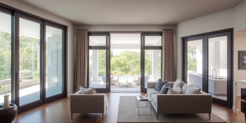 Modern interior featuring elegant Pella sliding doors.