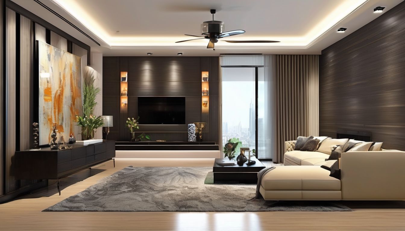 modern living room with accent wall