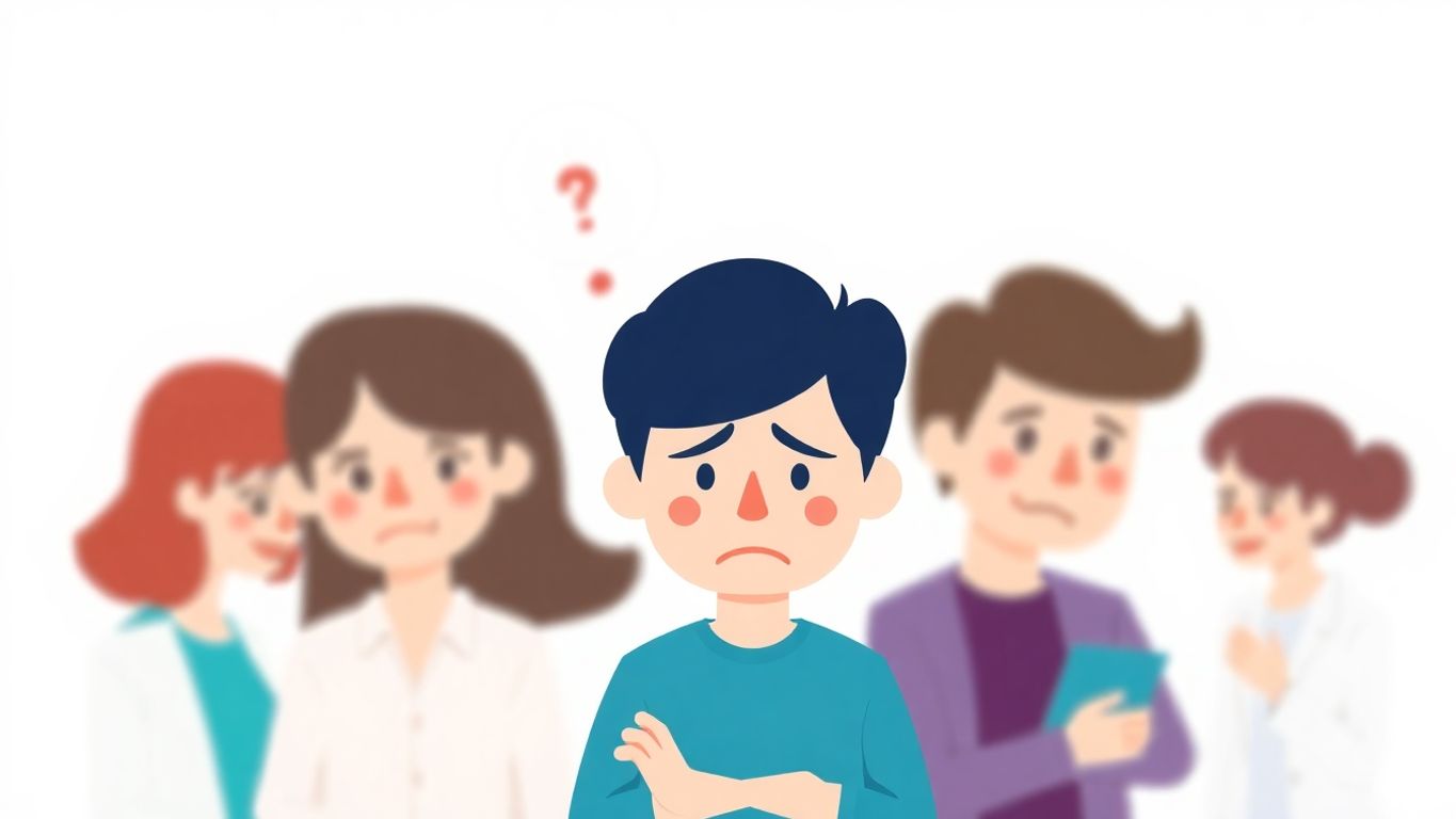 Frustrert kunde med uklare detaljer i bakgrunnen.