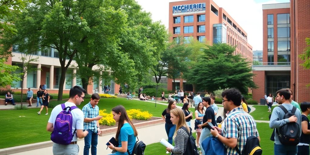 Top 15 Best Engineering Schools in the USA in 2025 - 2026 9 University of Michigan Ann Arbor campus with students and buildings.
