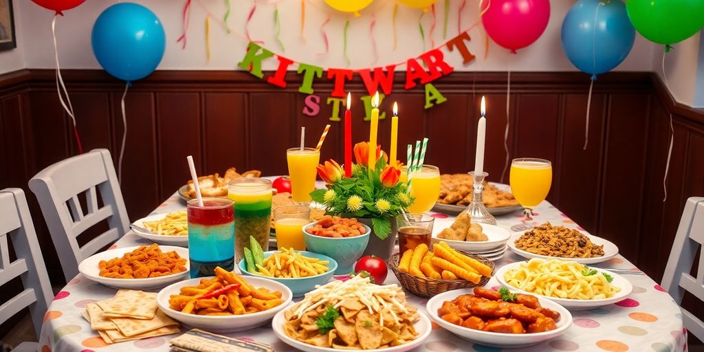 Colourful dining setup for a Camden birthday party.