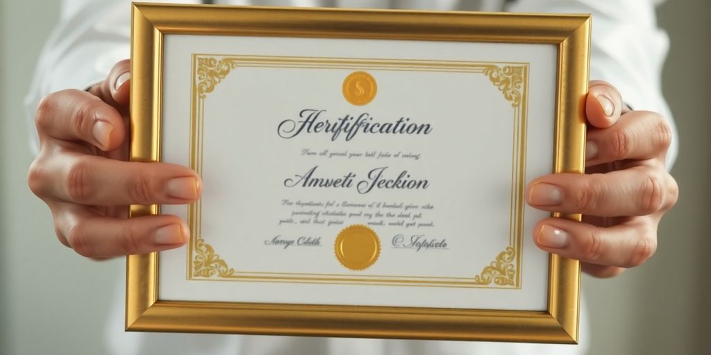 A person holding a certificate.