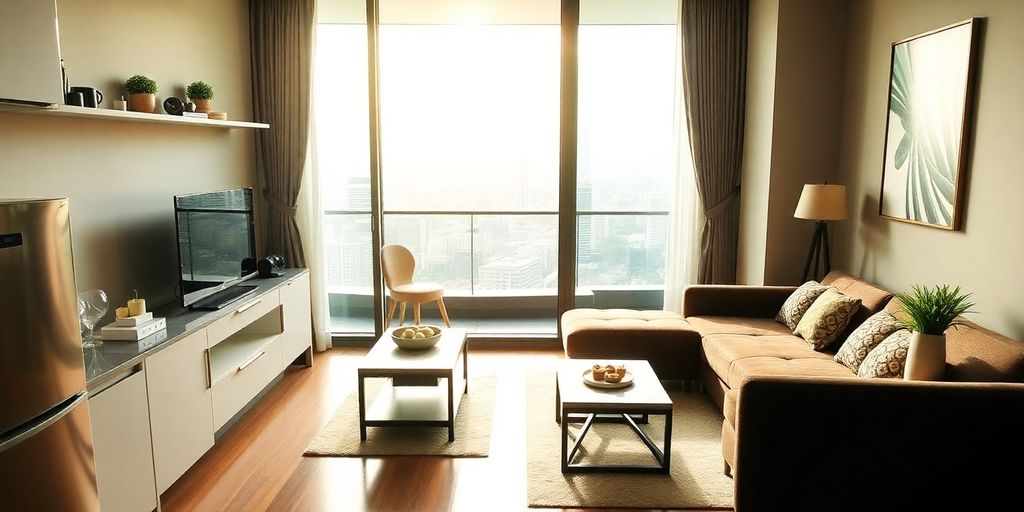 Modern 2-bedroom apartment interior in Bangkok.