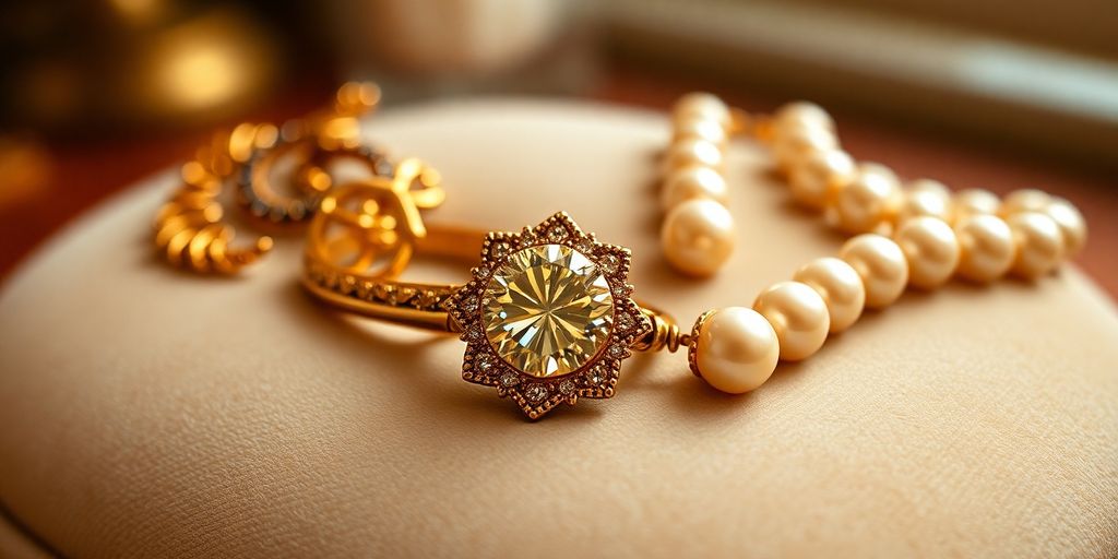 Premier plan de bijoux en or délicats