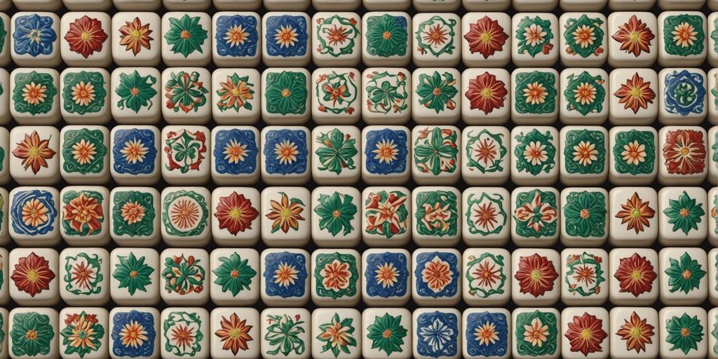 Colorful Mahjong tiles arranged intricately
