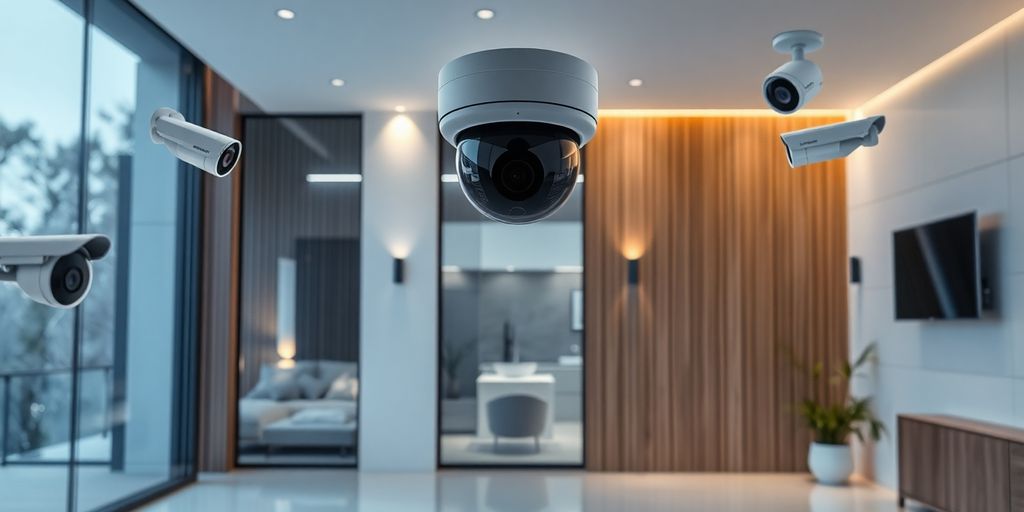 Modern home with integrated AI security technology.