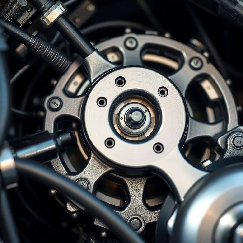 Close-up of an electric car motor components.