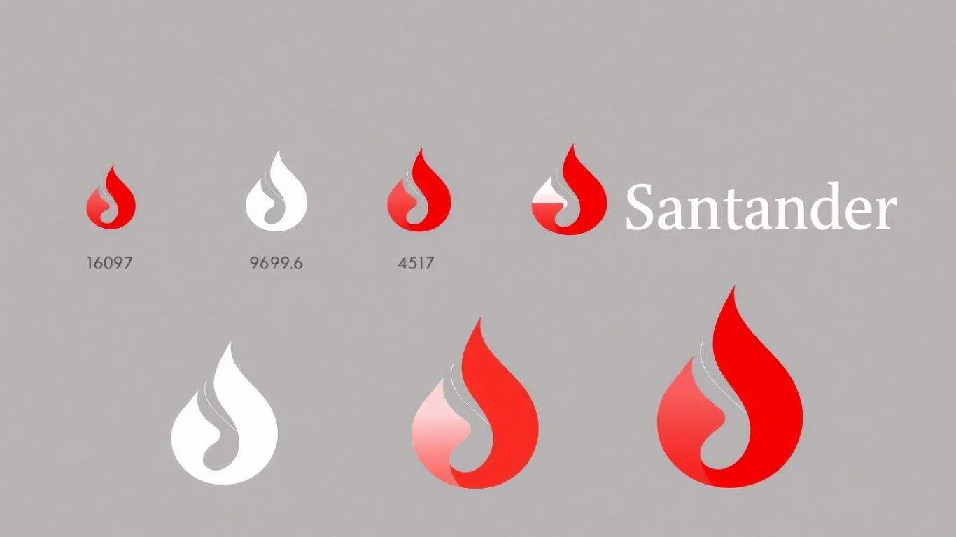 Santander logo evolution: flame design changes over time.