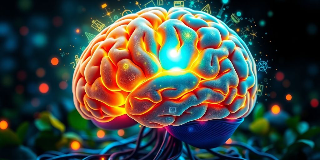 Vibrant brain image illustrating hippocampus size increase.