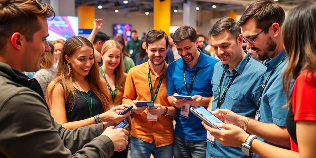 A lively product demo with enthusiastic participants engaging.