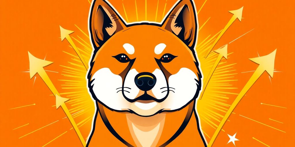 Shiba Inu dog with golden arrows and fiery background.