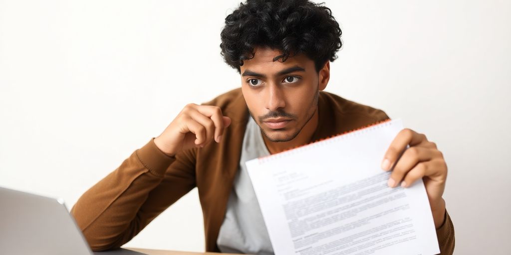 Person considering a job application without a cover letter.