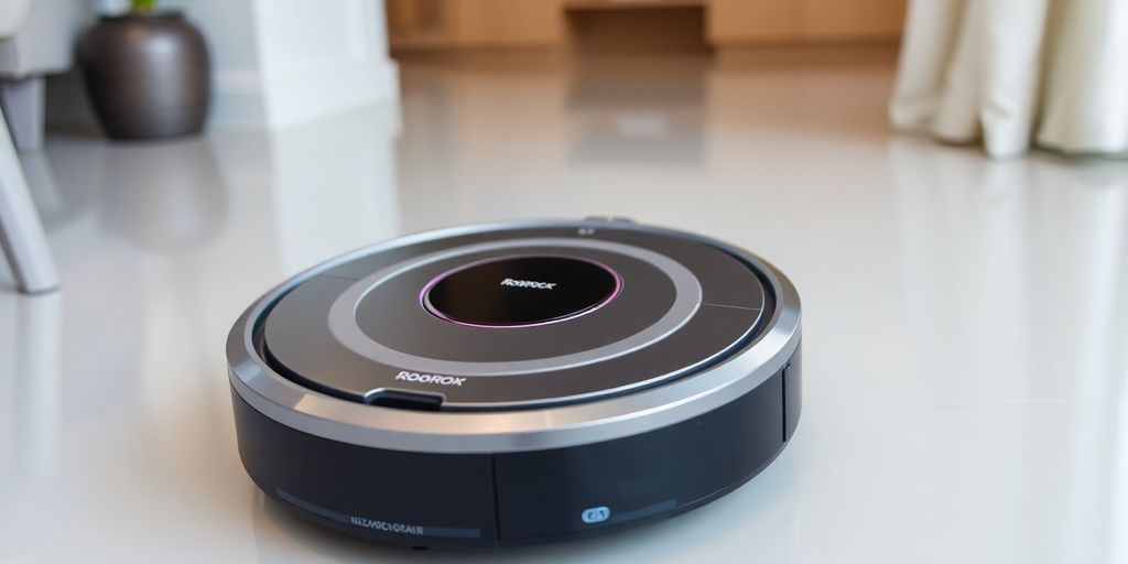 Roborock Qrevo Pro robot vacuum in action.