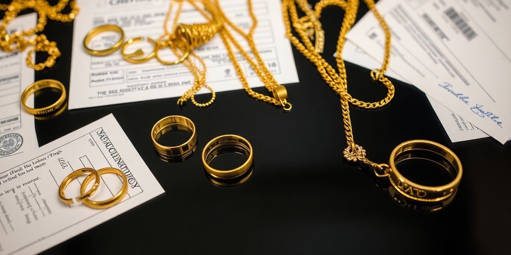 Documents et bijoux en or