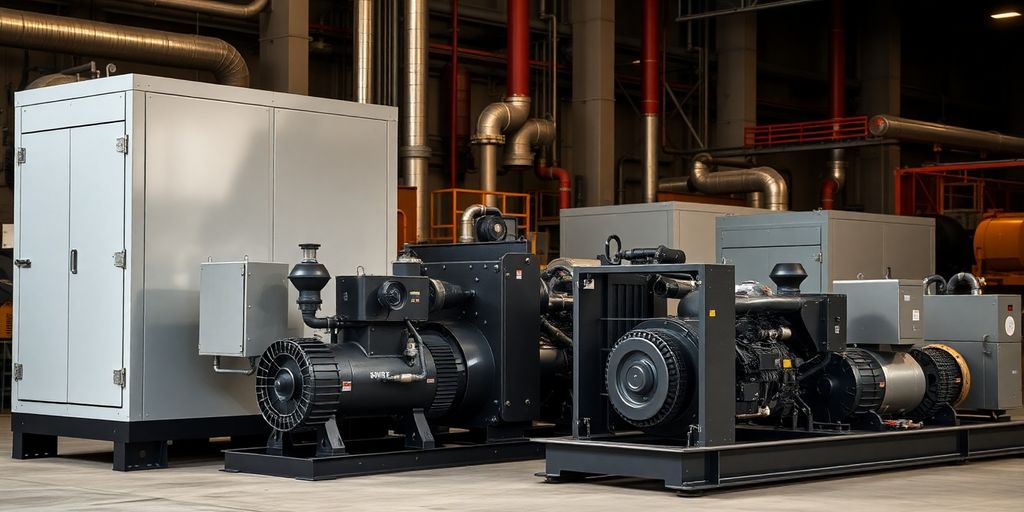 Diesel generators, various sizes, operational.