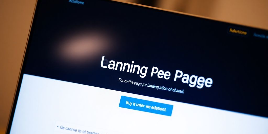 Close-up of a computer screen with a landing page.