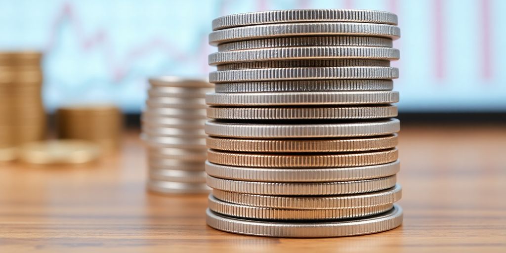 Monnaie en argent sur une surface en bois.