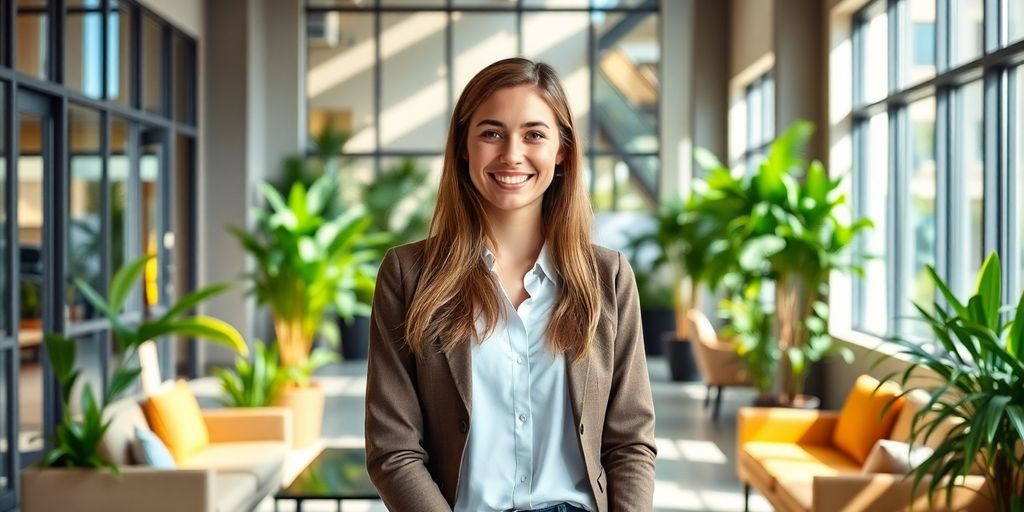 Leasing agent with friendly smile