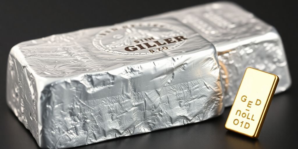 Comparaison entre un lingot d'argent et un lingot d'or.