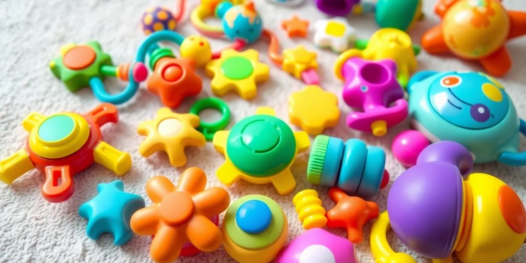 Brinquedos para Bebê de 2 Meses: Dicas e Opiniões 1 Brinquedos coloridos para estimular a visão de bebês.