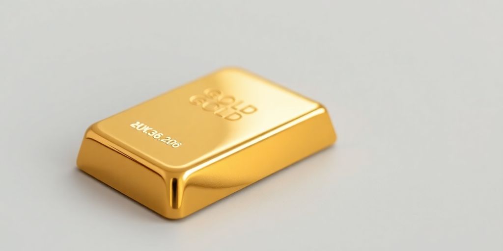 Lingot d'or brillant sur fond neutre.