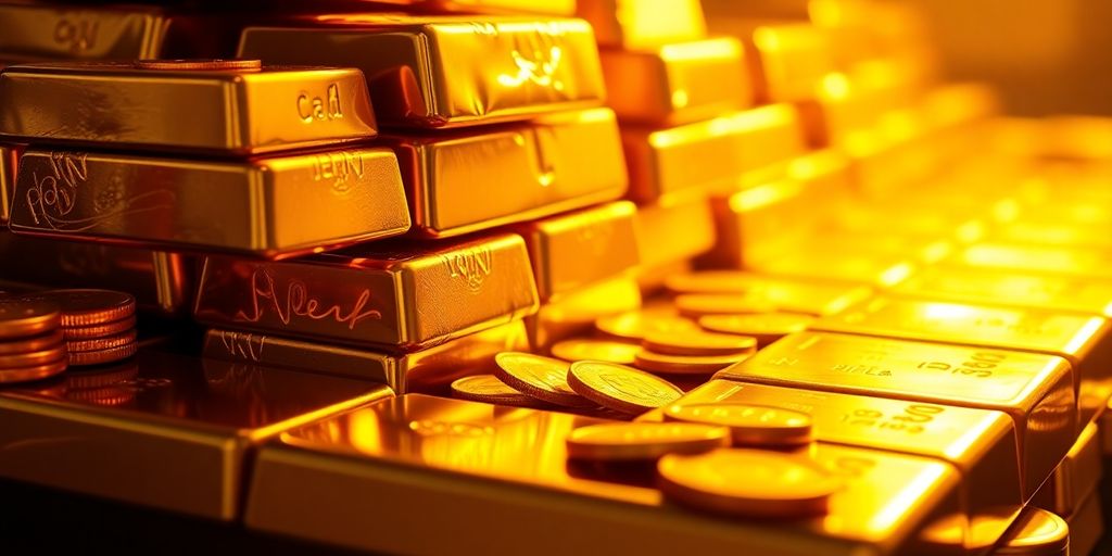 Lingots d'or et pièces anciennes, contexte d'investissement.