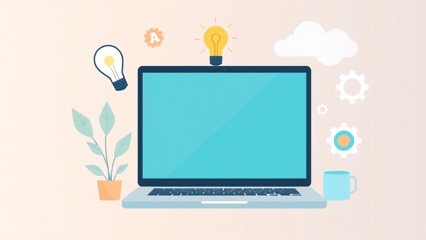 Laptop med kreative elementer for engasjerende innhold