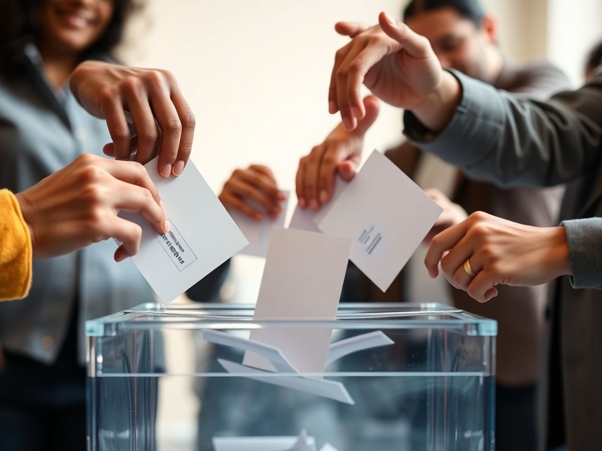 Oameni diverși votează în urne transparente