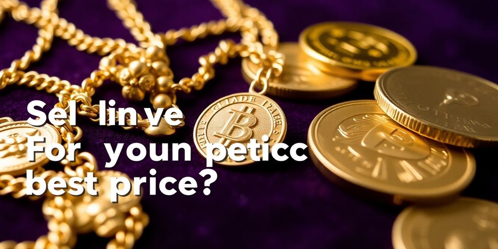 Bijoux en or et pièces sur fond en velours.