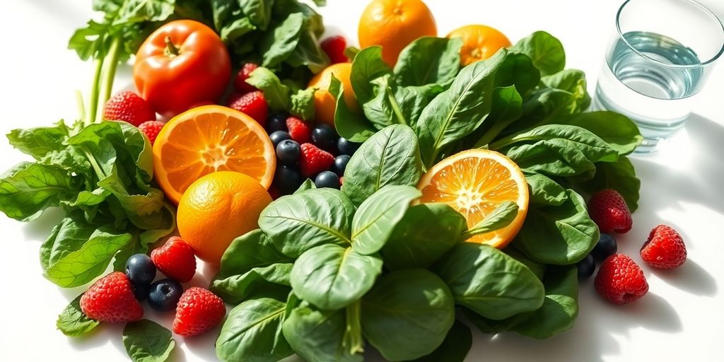 Colorful fresh vegetables on a white table.
