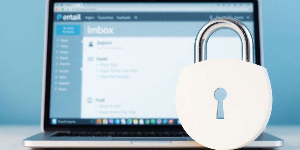 Digital shield protecting email icon.
