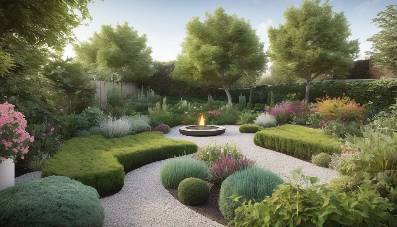 landscaped garden with diverse plants