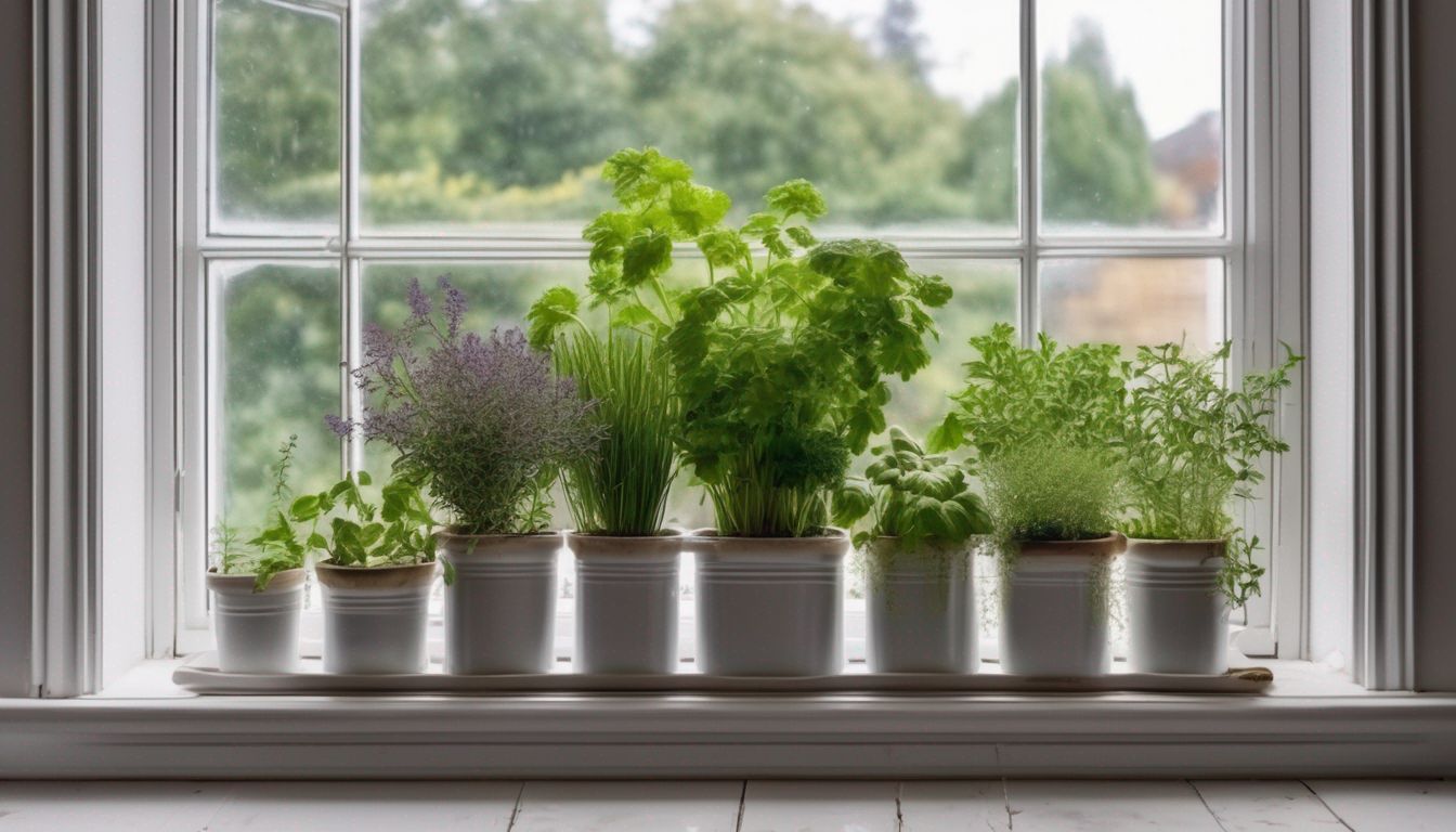 herb garden on a windowsill in a UK home