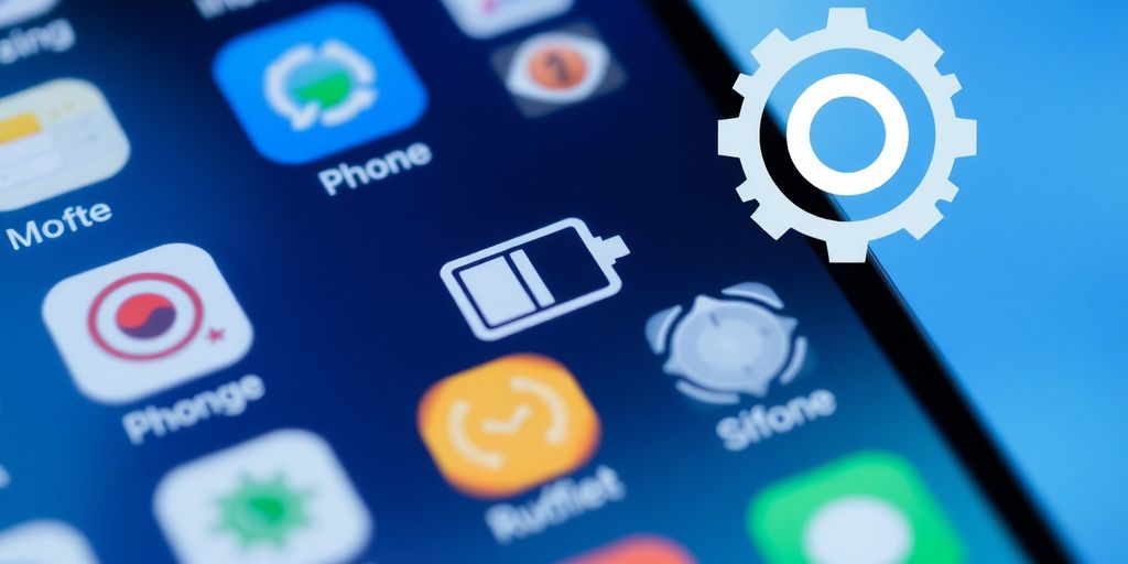Melhores práticas para gerenciar aplicativos em segundo plano e otimizar o desempenho do seu dispositivo 3 Smartphone com ícones de aplicativos e símbolo de bateria.